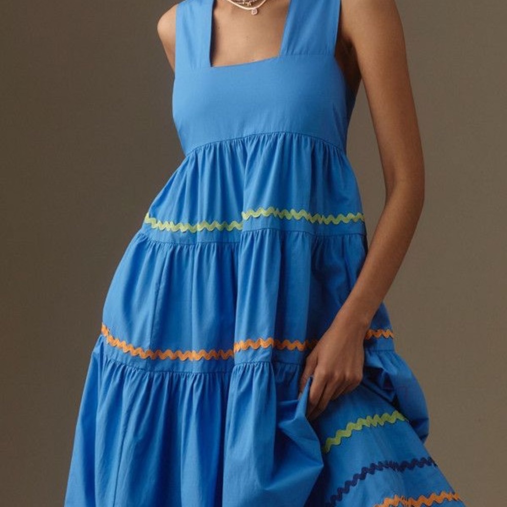 Anthropologie Sleevess Tiered Babydoll Midi Dress